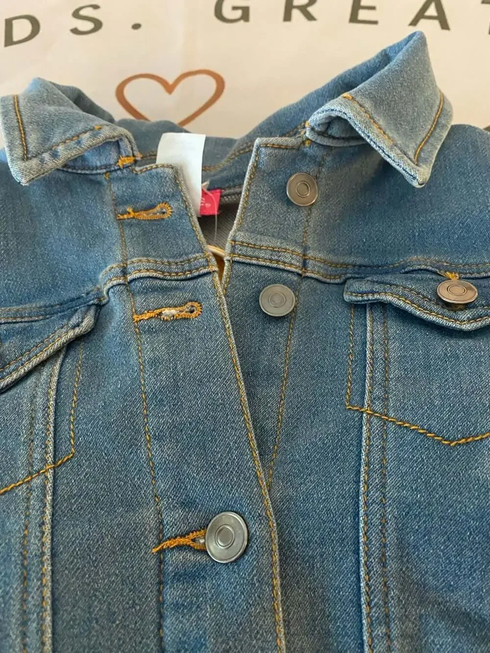 Zunie Girl 2-Piece Denim Jacket and Striped Dress Set size 7/8
